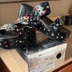 Azalea Wang Black Embellished Sandals
